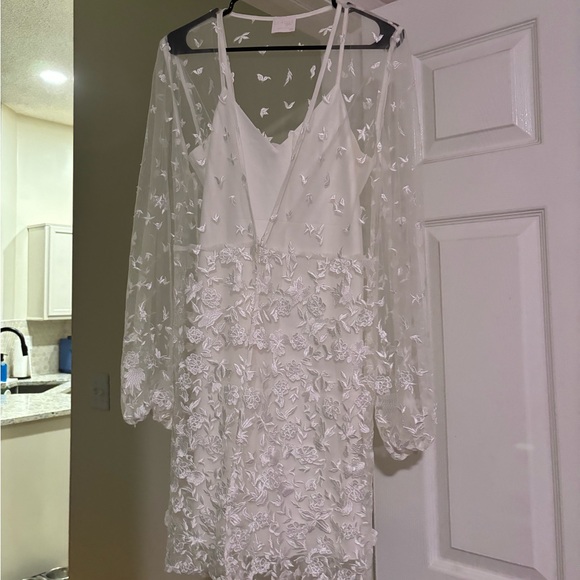 Le Rose Maya Lace Robe and Slip Dress S/M - Picture 2 of 6